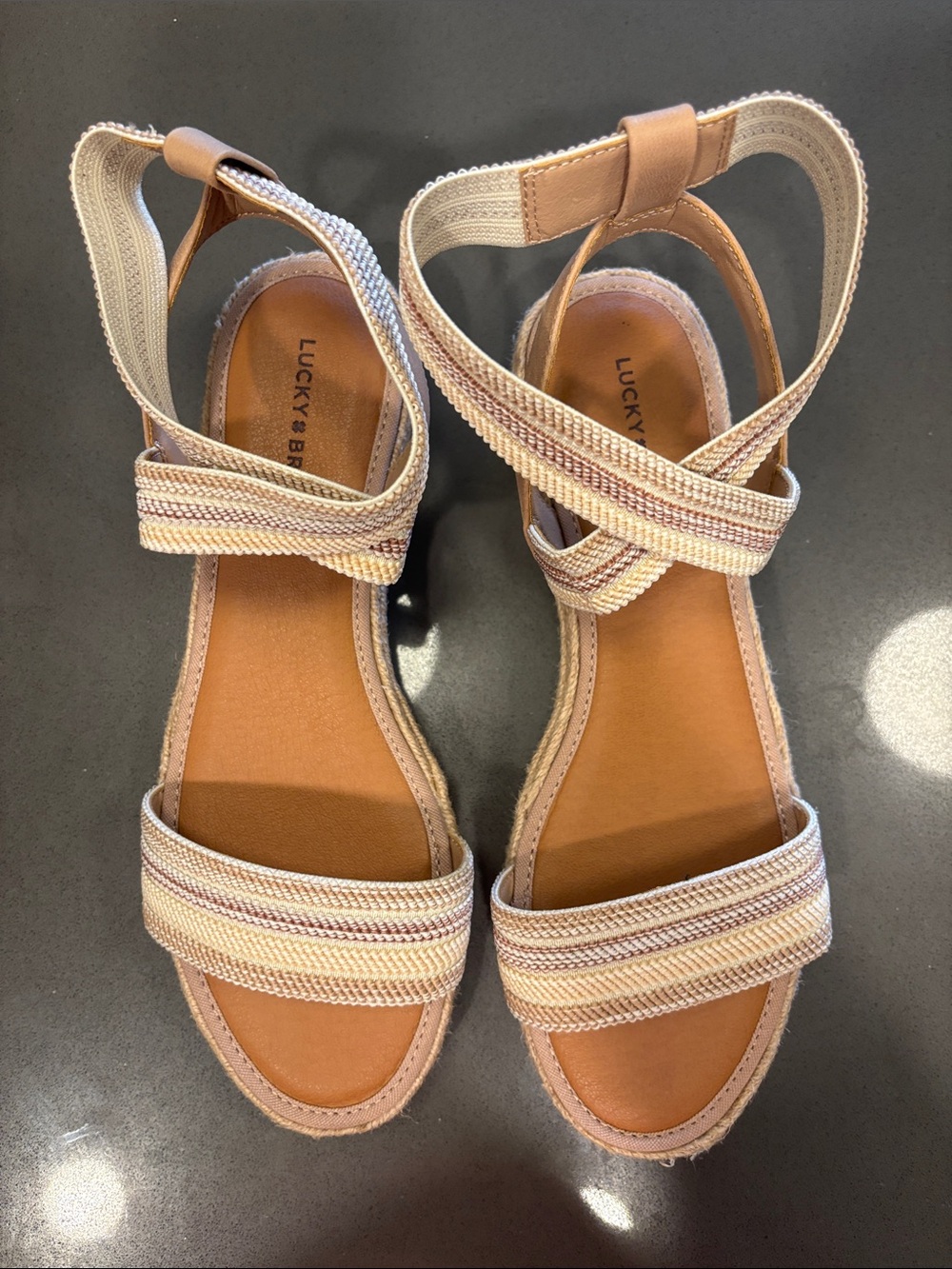 Lucky Brand Beige/Tan Espadrille Wedge Sandals